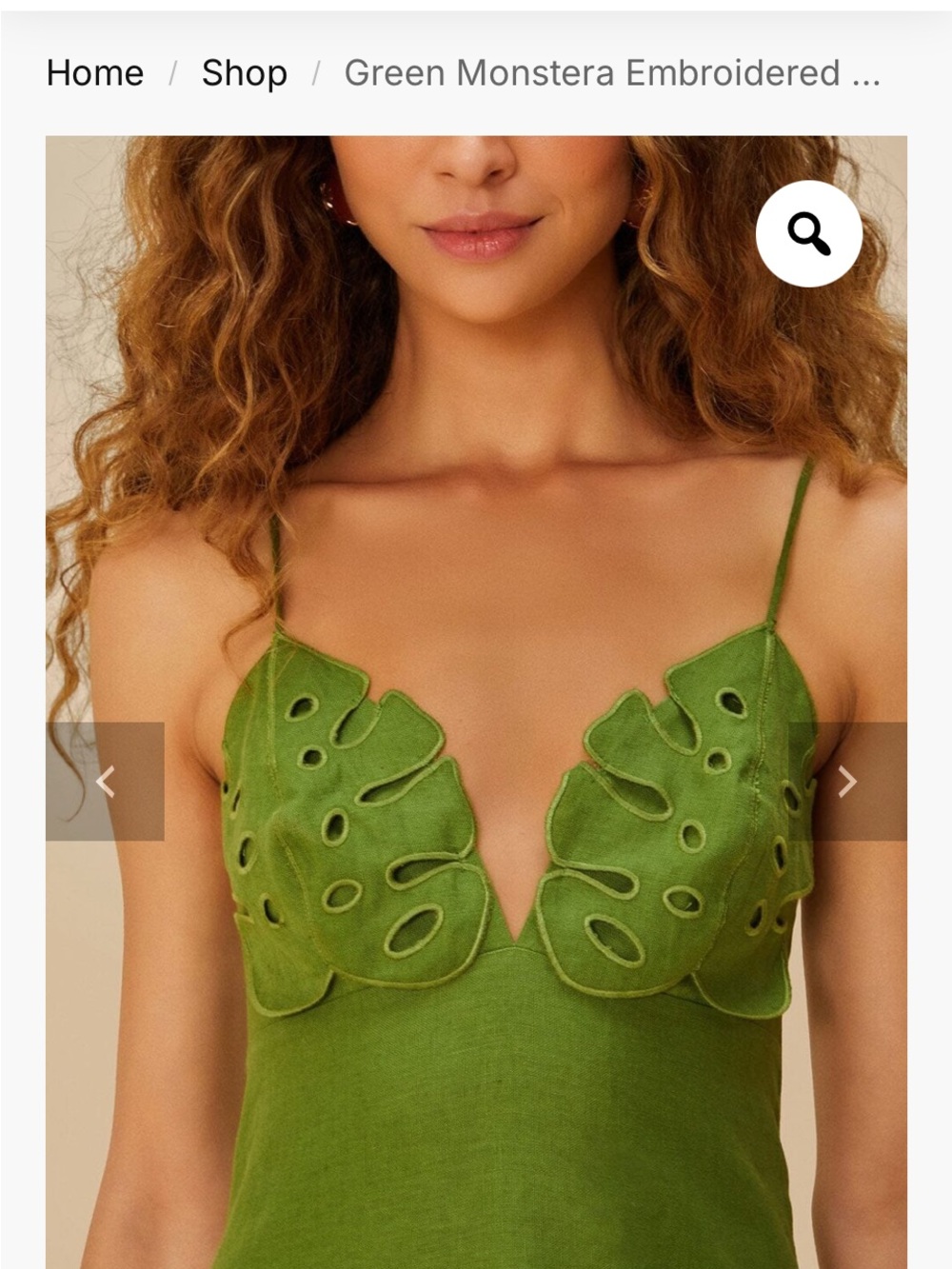 FARM Rio Green Monstera Embroidery Midi Dress - Green - Picture 2 of 8